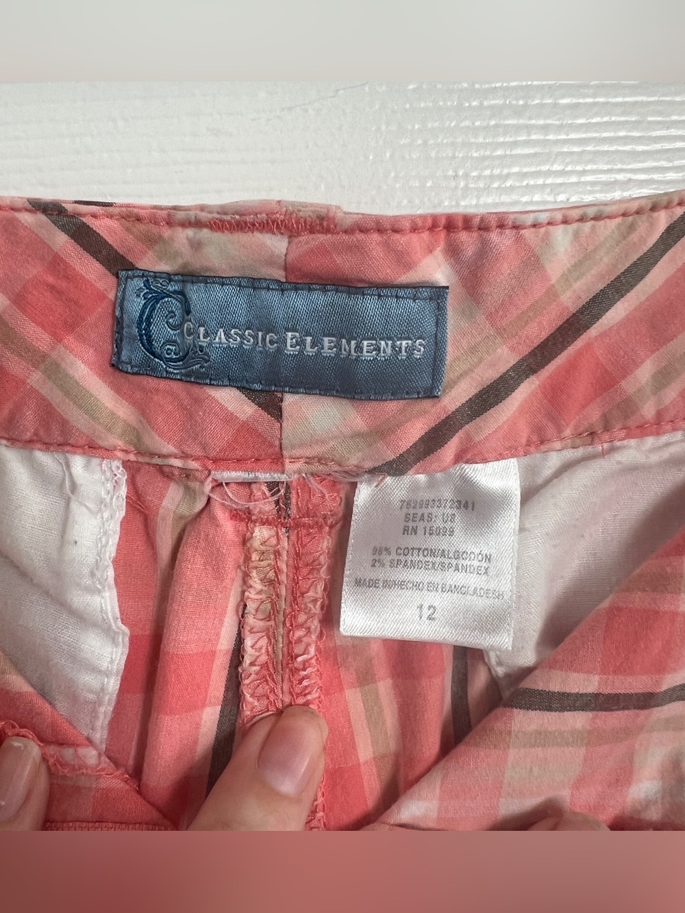 Coastal Preppy Pink Plaid Bermuda Shorts Women's Size 12 Classic Elements - Picture 3 of 5